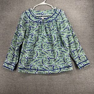 Vineyard Vines Blouse Top Women Size Small Watercolor Print Blue Green Casual